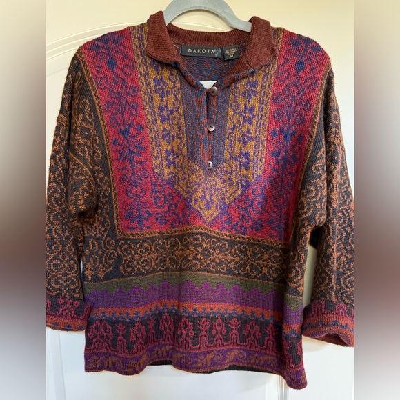 Dakota Alpaca Sweater Sz M,Pullover,Browns & Reds,Hand Loomed,Ski Lodge,Y2K - Picture 1 of 6